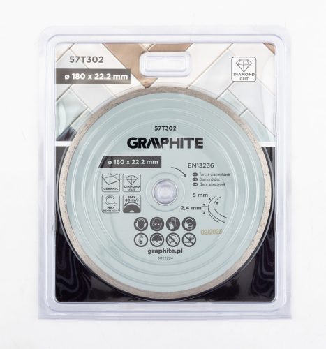 Graphite Gyémánt vágókorong 180x22.2mm, vizes