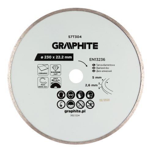 Graphite Gyémánt vágókorong 230x22.2mm, vizes
