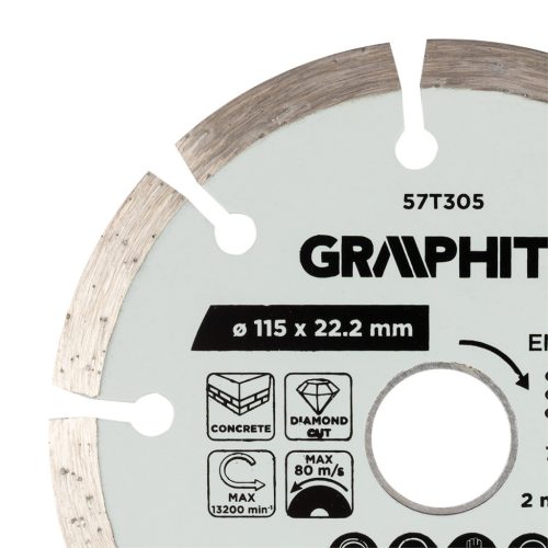 Graphite Gyémánt vágókorong 115x22.2mm, szegmenses, száraz