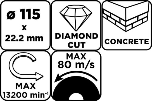 Graphite Gyémánt vágókorong 115x22.2mm, szegmenses, száraz