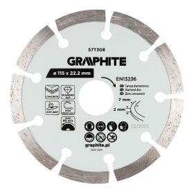   Graphite Gyémánt vágókorong 115x22.2mm, szegmenses, száraz és vizes