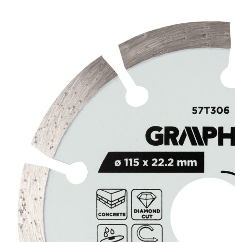 Graphite Gyémánt vágókorong 115x22.2mm, szegmenses, száraz és vizes