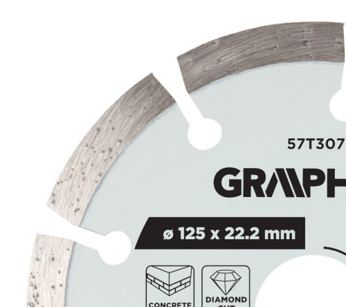 Graphite Gyémánt vágókorong 125x22.2mm, szegmenses, száraz