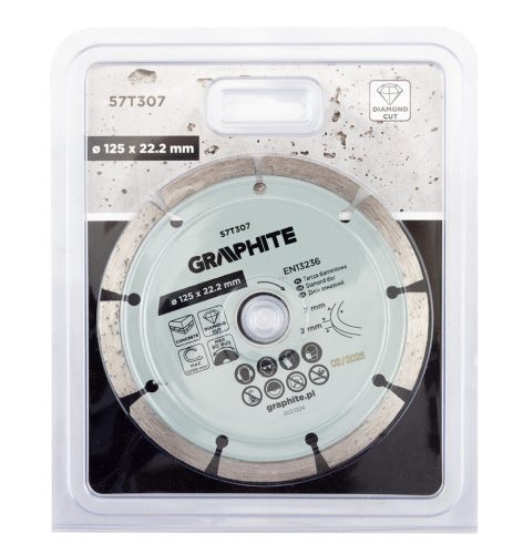Graphite Gyémánt vágókorong 125x22.2mm, szegmenses, száraz