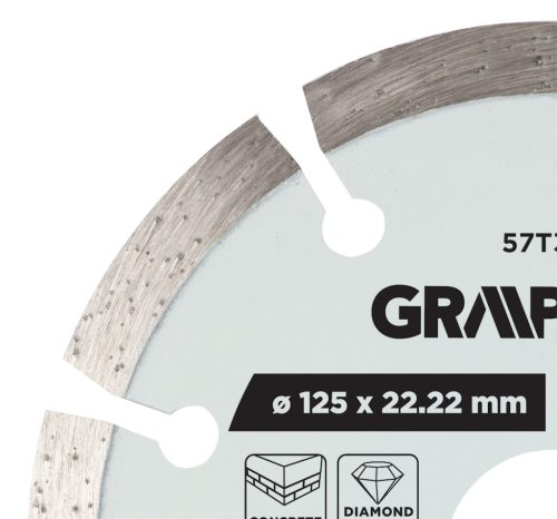 Graphite Gyémánt vágókorong 125x22.2mm, szegmenses, száraz és vizes