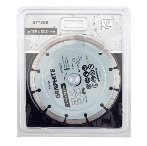 Graphite Gyémánt vágókorong 150x22.2mm, szegmenses, száraz