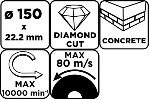 Graphite Gyémánt vágókorong 150x22.2mm, szegmenses, száraz