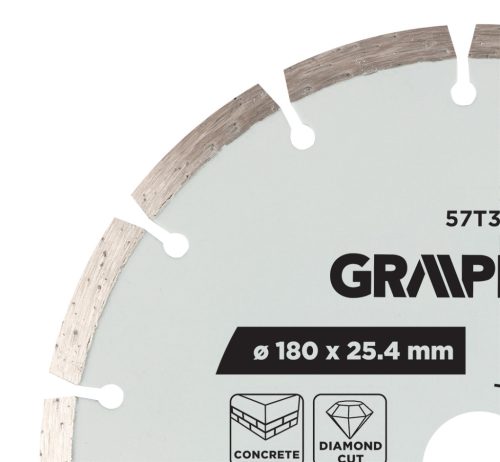 Graphite Gyémánt vágókorong 180x25,4mm, szegmenses, száraz