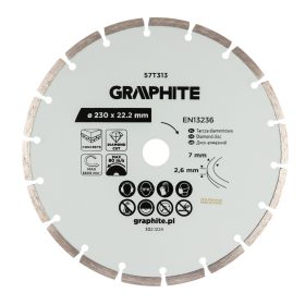   Graphite Gyémánt vágókorong 230x22.2mm, szegmenses, száraz