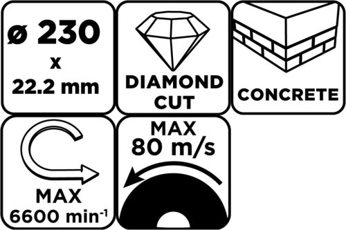 Graphite Gyémánt vágókorong 230x22.2mm, szegmenses, száraz