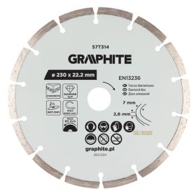   Graphite Gyémánt vágókorong 230x22.2mm, szegmenses, száraz és vizes
