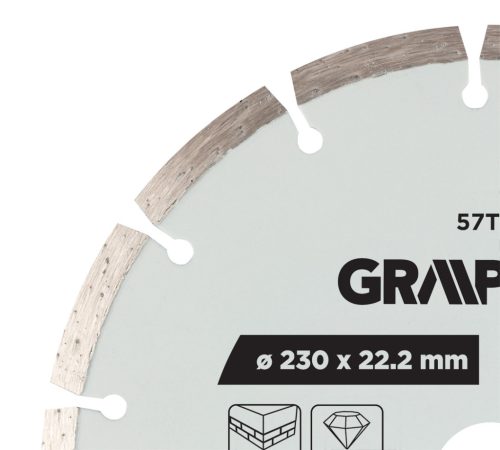 Graphite Gyémánt vágókorong 230x22.2mm, szegmenses, száraz és vizes