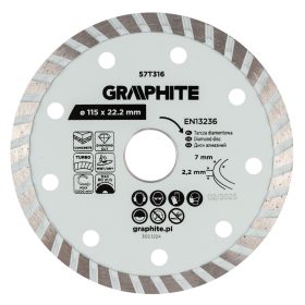   Graphite Gyémánt vágókorong 115x22.2mm, turbo, száraz és vizes