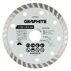 Graphite Gyémánt vágókorong 125x22.2mm, turbo, száraz