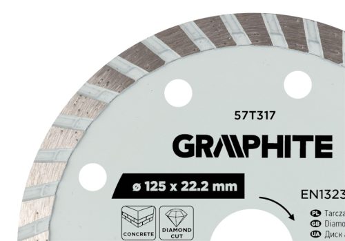 Graphite Gyémánt vágókorong 125x22.2mm, turbo, száraz