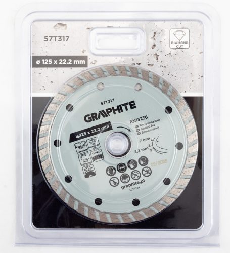 Graphite Gyémánt vágókorong 125x22.2mm, turbo, száraz