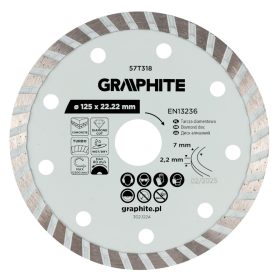   Graphite Gyémánt vágókorong 125x22.2mm, turbo, száraz és vizes