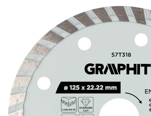 Graphite Gyémánt vágókorong 125x22.2mm, turbo, száraz és vizes