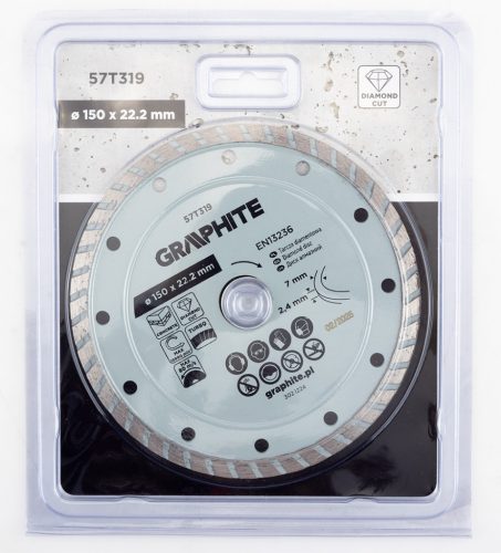 Graphite Gyémánt vágókorong 150x22.2mm, turbo, száraz
