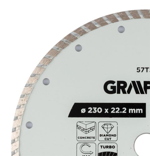 Graphite Gyémánt vágókorong 230x22.2mm, turbo, száraz