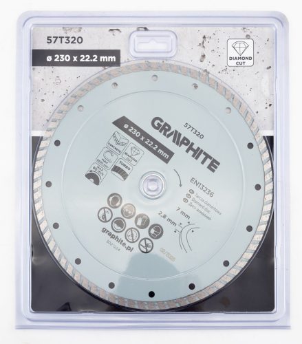 Graphite Gyémánt vágókorong 230x22.2mm, turbo, száraz
