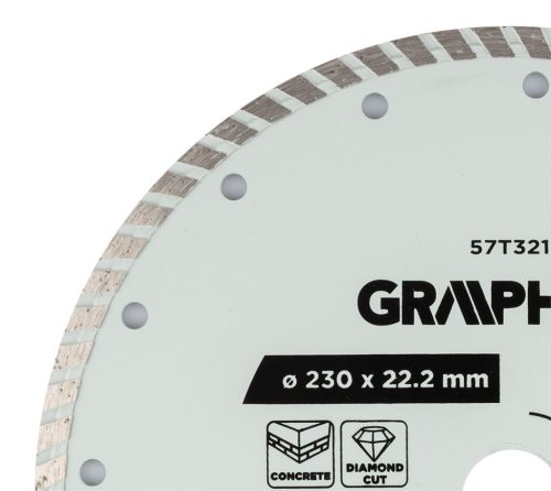 Graphite Gyémánt vágókorong 230x22.2mm, turbo, száraz és vizes