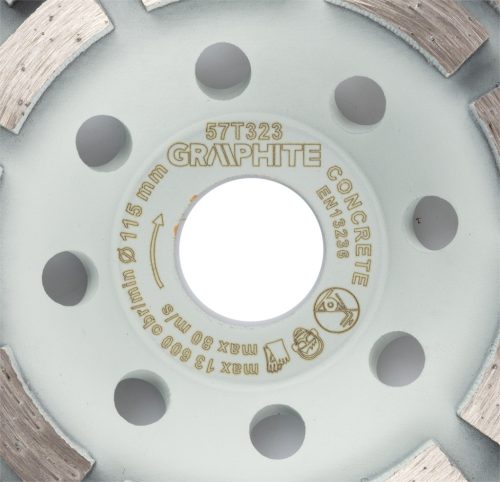 Graphite Gyémánt csiszolókorong 115x22.2mm, szegmenses, 2 soros, száraz