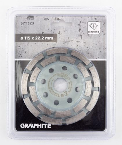 Graphite Gyémánt csiszolókorong 115x22.2mm, szegmenses, 2 soros, száraz