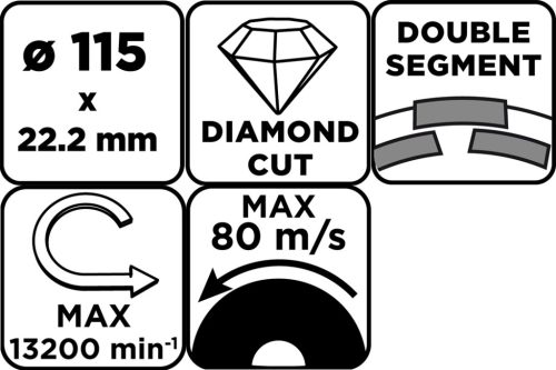 Graphite Gyémánt csiszolókorong 115x22.2mm, szegmenses, 2 soros, száraz