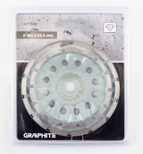 Graphite Gyémánt csiszolókorong 180x22.2mm, szegmenses, 2 soros, száraz