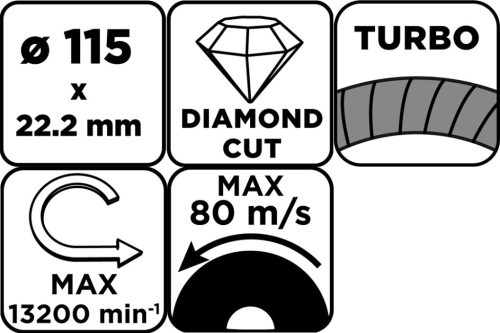 Graphite Gyémánt csiszolókorong 115x22.2mm, turbo, száraz