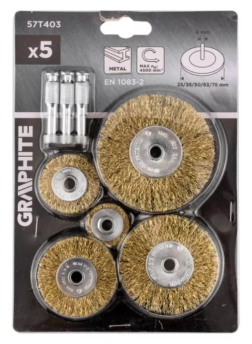 Graphite Drótkorong, körkefe készlet, 5db-os, 3db befogószárral