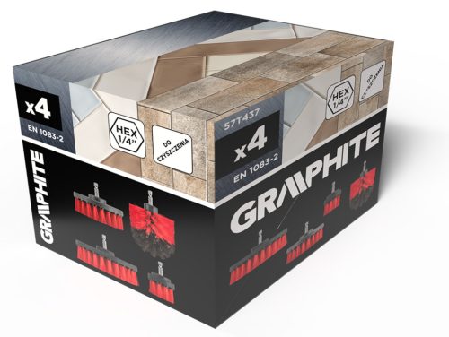 Graphite Tisztítókefe készlet fúró-csavarbehajtó gépekhez, 1/4"-os hatszög szár, 4db