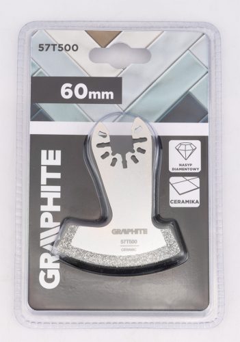 Graphite Multigép, rezgőgép lap, HCS, gyémántszemcsés, 60mm, íves vágó, kerámiához