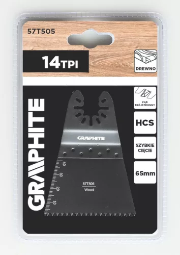 Graphite Multigép, rezgőgép lap, HCS, 14TPI, 65mm, egyenes merülőfűrész, 3oldalon élezett fogak, fához