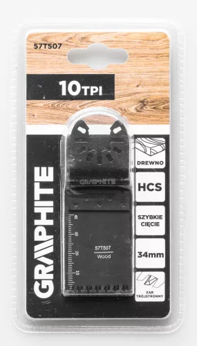 Graphite Multigép, rezgőgép lap, HCS, 10TPI, 34mm, egyenes merülőfűrész, 3oldalon élezett fogak, fához