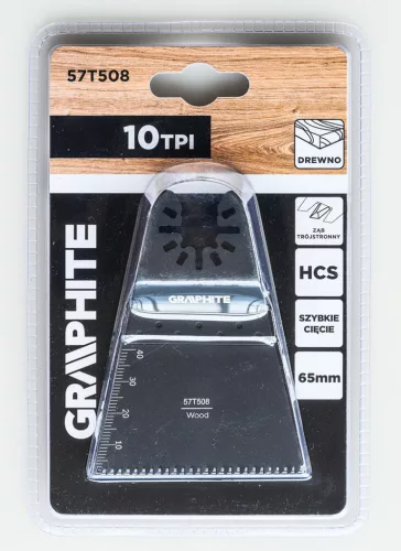 Graphite Multigép, rezgőgép lap, HCS, 10TPI, 65mm, egyenes merülőfűrész, 3oldalon élezett fogak, fához