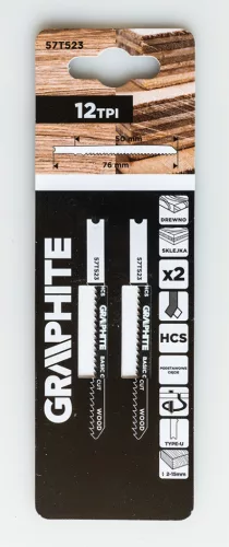 Graphite Dekopírfűrészlap, U-befogó, HCS, 12TPI, 50/76mm, fa-rétegelt lemez, 2db