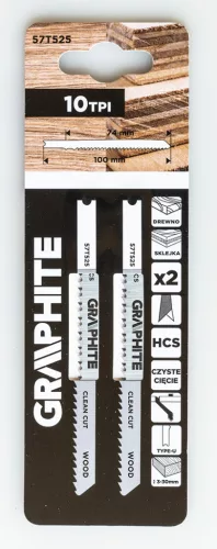 Graphite Dekopírfűrészlap, U-befogó, HCS, 10TPI, 74/100mm, fa-rétegelt lemez, 2db