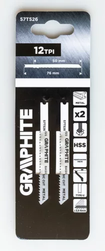 Graphite Dekopírfűrészlap, U-befogó, HCS, 12TPI, 50/76mm, fém, 2db