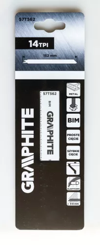 Graphite Orrfűrészlap, BIM, 14TPI, 152X19X0,9mm, fémhez