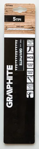 Graphite Orrfűrészlap, HCS, 5TPI, 240X19X1,5mm, fához