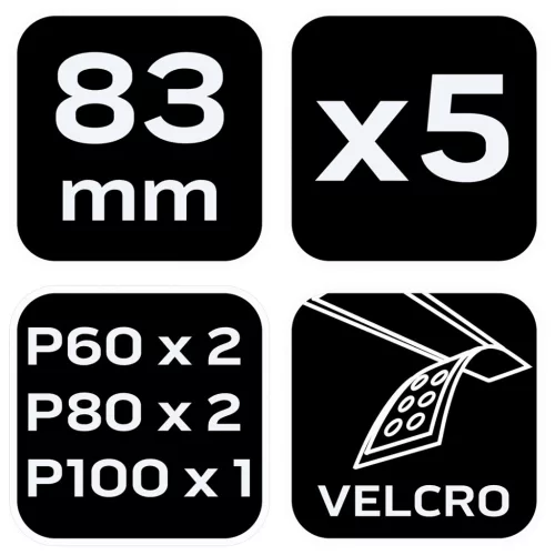 Neo Tools Multigép, rezgőgép csiszolópapír, delta, tépőzáras, 83x83x83mm, 5db