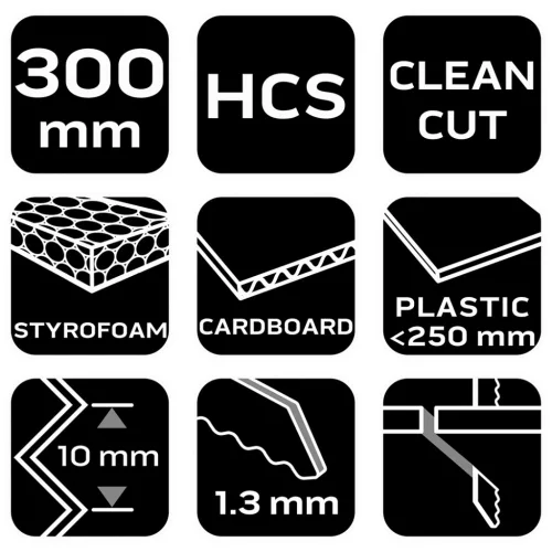 Neo Tools Orrfűrészlap tiszta vágáshoz, szigetelőanyagokhoz, gumihoz, kartonhoz, 300mm, HCS