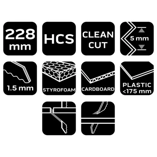 Neo Tools Orrfűrészlap tiszta vágáshoz, szigetelőanyagokhoz, gumihoz, kartonhoz, 228mm, HCS