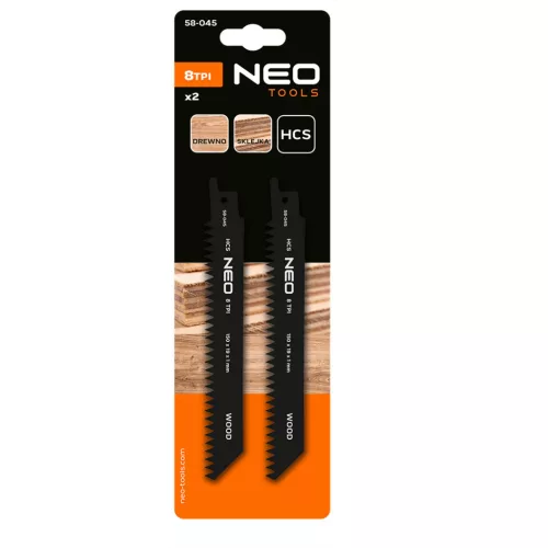Neo Tools Orrfűrészlap, HCS, 150x19x1.25mm, 6TPI, 2db