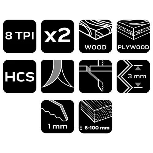 Neo Tools Orrfűrészlap, HCS, 150x19x1.25mm, 6TPI, 2db