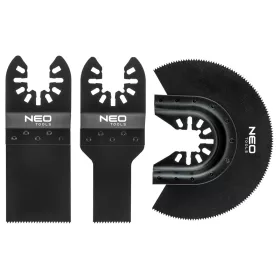   Neo Tools Multigép, rezgőgép lap készlet HCS, merülő és félköríves fűrészlapok, fához, 3db