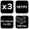Neo Tools Multigép, rezgőgép lap készlet HCS, merülő és félköríves fűrészlapok, fémhez, 3db