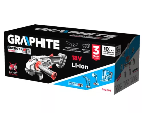 Graphite Akkus sarokcsiszoló alapgép, 115mm Energy+ (18V) (akku és töltő nélkül)